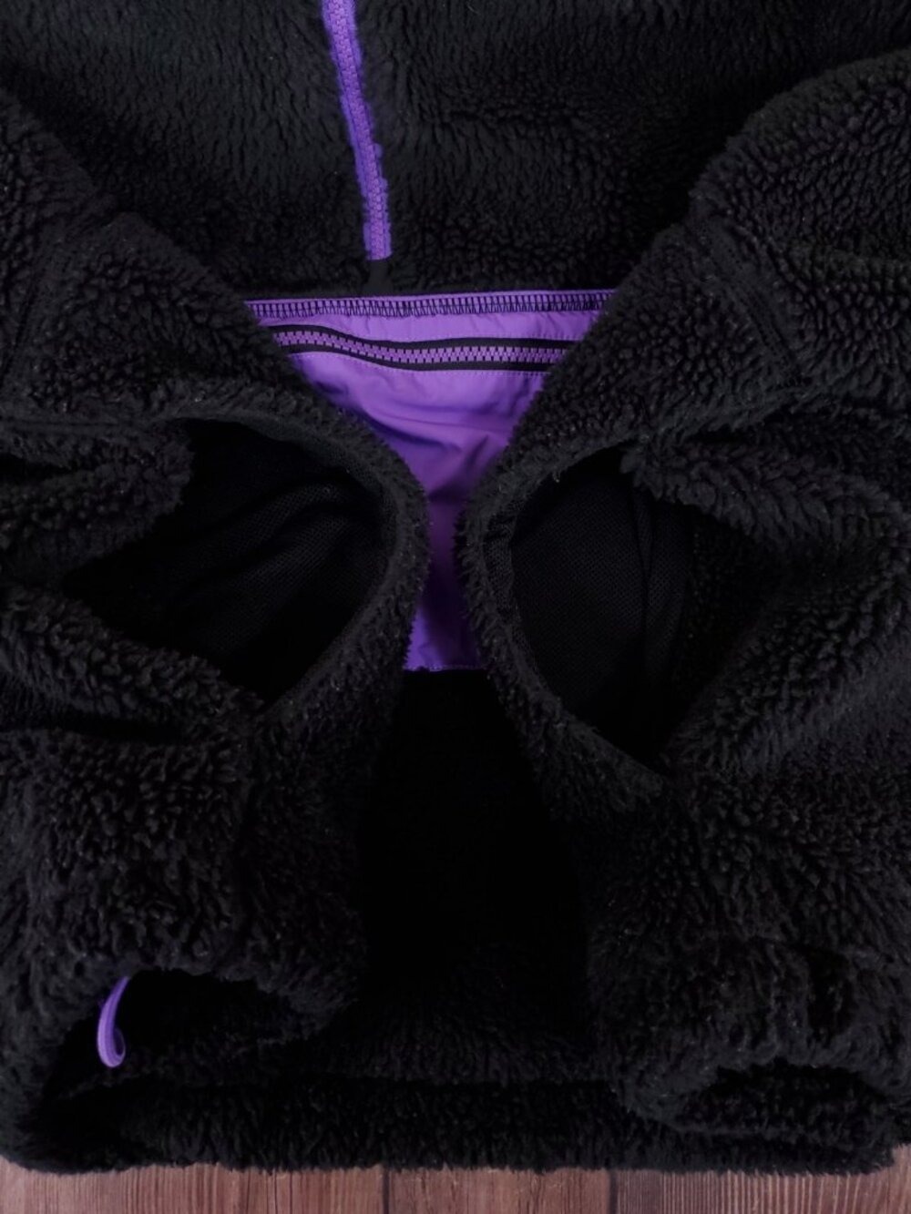 Nike Mens XL Club Fleece Anorak 1/2 Zip Pullover Jacket Black Purple DQ4880-010 - Picture 9 of 15